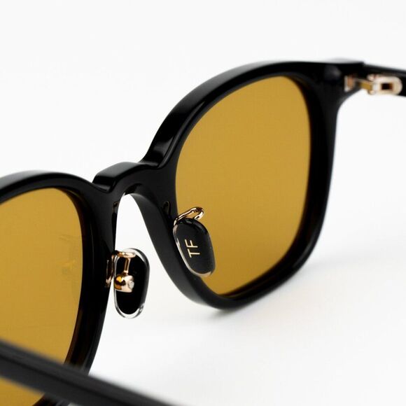 NEW Tom Ford FT0978-D/S Eco 01E Shiny Black Light Brown Square Unisex Sunglasses - Picture 10 of 12